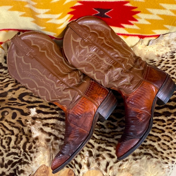 Men’s Vintage J. Chisholm Exotic Lizard Western Cowboy Boots - Picture 7 of 9